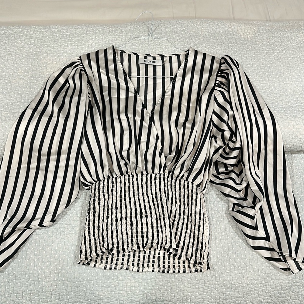 Black and white striped silky shirt!